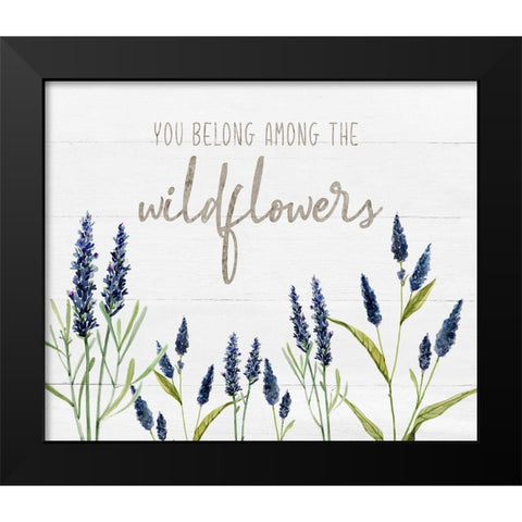 Navy Wildflowers Black Modern Wood Framed Art Print by Robinson, Carol