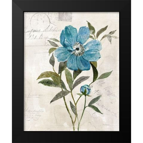 Linen Peony Black Modern Wood Framed Art Print by Robinson, Carol