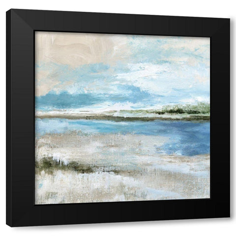 Sweeping Inlet Black Modern Wood Framed Art Print with Double Matting by Nan