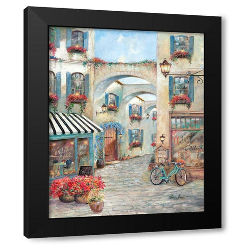 Village Cafe Black Modern Wood Framed Art Print with Double Matting by Manning, Ruane