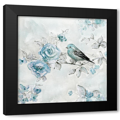 Finch and Spring Rose Climbers III Black Modern Wood Framed Art Print with Double Matting by Swatland, Sally