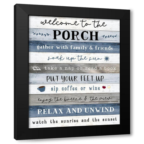 Porch Rules Black Modern Wood Framed Art Print with Double Matting by Carpentieri, Natalie