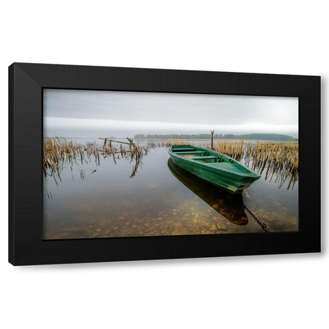 Green One Black Modern Wood Framed Art Print by Calascibetta, Mike