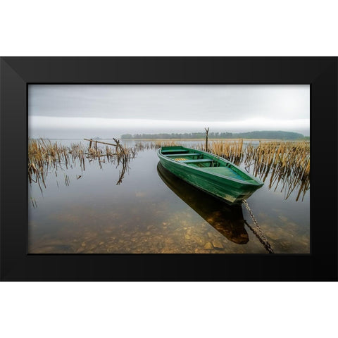 Green One Black Modern Wood Framed Art Print by Calascibetta, Mike