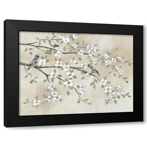 Early Birds and Blossoms Black Modern Wood Framed Art Print with Double Matting by Nan