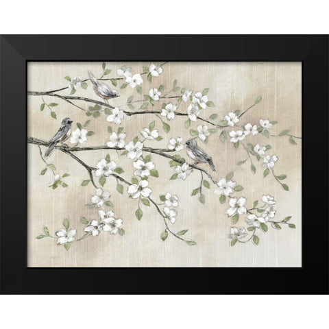 Early Birds and Blossoms Black Modern Wood Framed Art Print by Nan