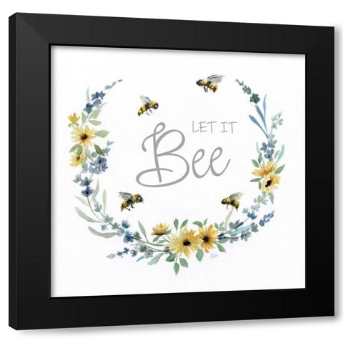 Let it Bee Black Modern Wood Framed Art Print by Nan