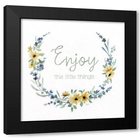 Enjoy the Little Things Black Modern Wood Framed Art Print by Nan