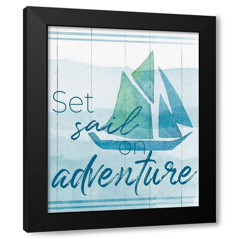 Set Sail Black Modern Wood Framed Art Print with Double Matting by Santiago, Daniela