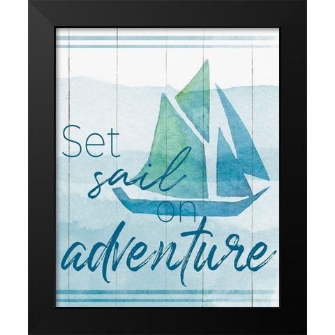 Set Sail Black Modern Wood Framed Art Print by Santiago, Daniela
