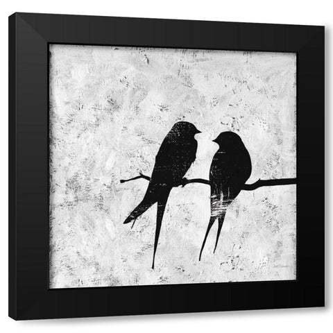 Bird Silhouette II Black Modern Wood Framed Art Print with Double Matting by Robinson, Carol