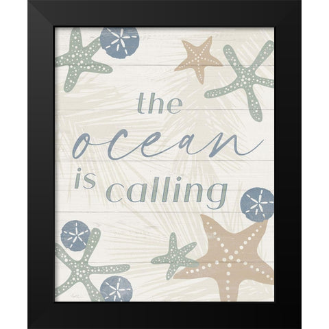 The Ocean is Calling Black Modern Wood Framed Art Print by Carpentieri, Natalie