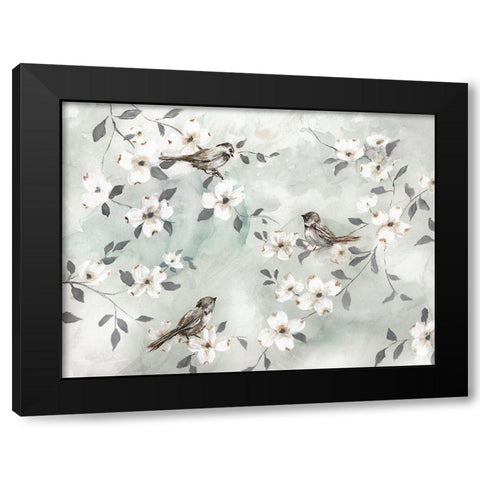 Spring Serenade Black Modern Wood Framed Art Print by Nan