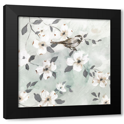 Spring Solo Serenade II Black Modern Wood Framed Art Print with Double Matting by Nan
