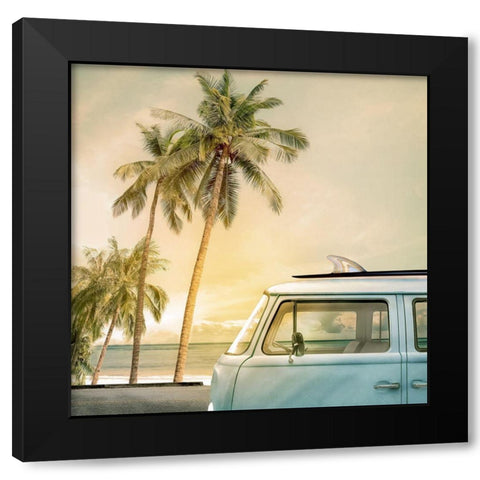 Day of Surfing Black Modern Wood Framed Art Print by Calascibetta, Mike