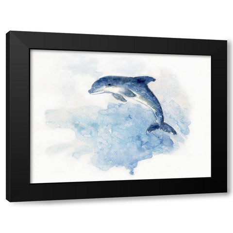 Wave Jumping Black Modern Wood Framed Art Print by Swatland, Sally