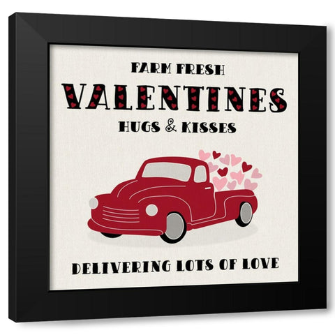 Farm Fresh Valentines Black Modern Wood Framed Art Print with Double Matting by CAD Designs