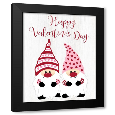 Valentine Gnomes Black Modern Wood Framed Art Print by CAD Designs