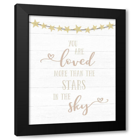 Loved More Than the Stars Black Modern Wood Framed Art Print by CAD Designs