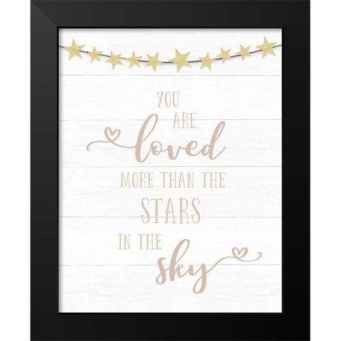 Loved More Than the Stars Black Modern Wood Framed Art Print by CAD Designs