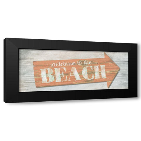 Welcome to the Beach Black Modern Wood Framed Art Print with Double Matting by Knutsen, Conrad