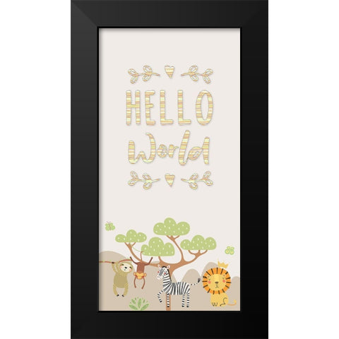 Hello World Safari Black Modern Wood Framed Art Print by CAD Designs