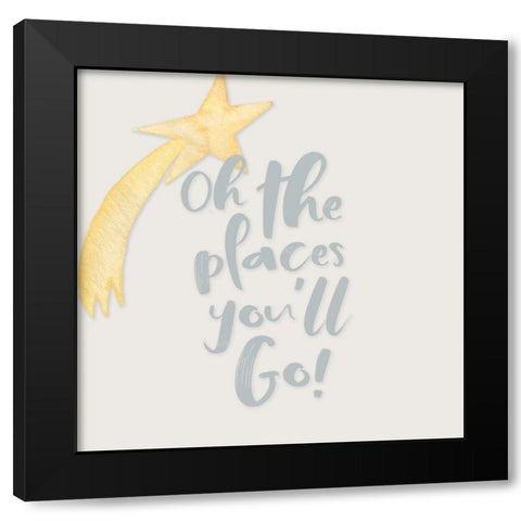 Places Youll Go Black Modern Wood Framed Art Print by CAD Designs