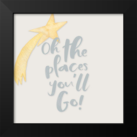 Places Youll Go Black Modern Wood Framed Art Print by CAD Designs