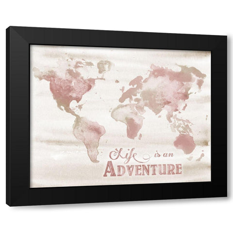 Adventure Map Black Modern Wood Framed Art Print with Double Matting by Knutsen, Conrad