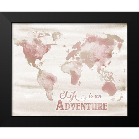 Adventure Map Black Modern Wood Framed Art Print by Knutsen, Conrad