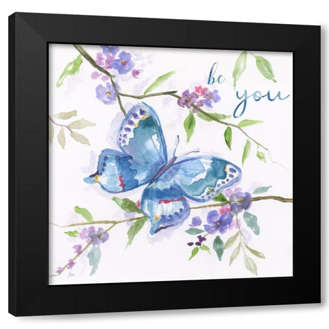 Be You Butterfly Black Modern Wood Framed Art Print with Double Matting by Nan