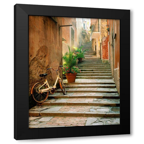 Cinque Terre Black Modern Wood Framed Art Print with Double Matting by Delimont, Danita