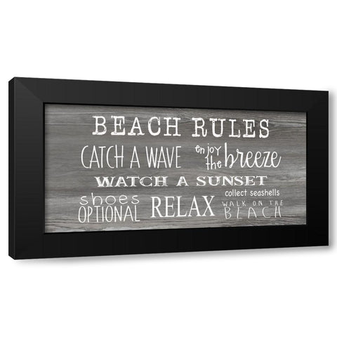 Beach Rules Black Modern Wood Framed Art Print with Double Matting by CAD Designs