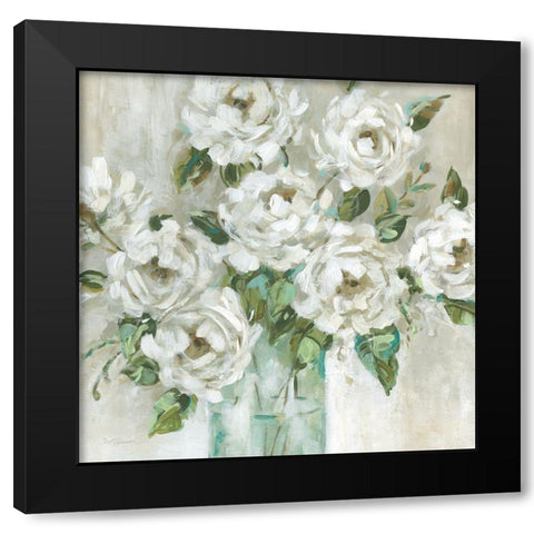 Afternoon Peonies Black Modern Wood Framed Art Print with Double Matting by Robinson, Carol