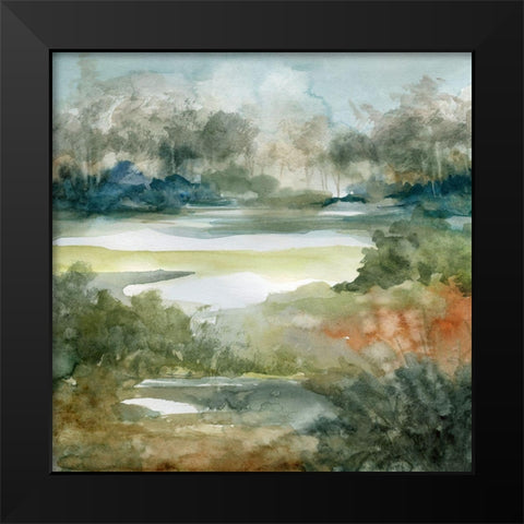 Converging Streams Black Modern Wood Framed Art Print by Robinson, Carol