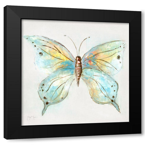Artful Butterfly II Black Modern Wood Framed Art Print with Double Matting by Tava Studios