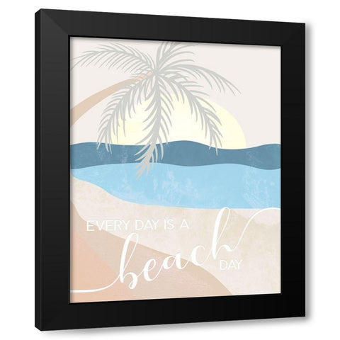 Beach Day Black Modern Wood Framed Art Print by Santiago, Daniela