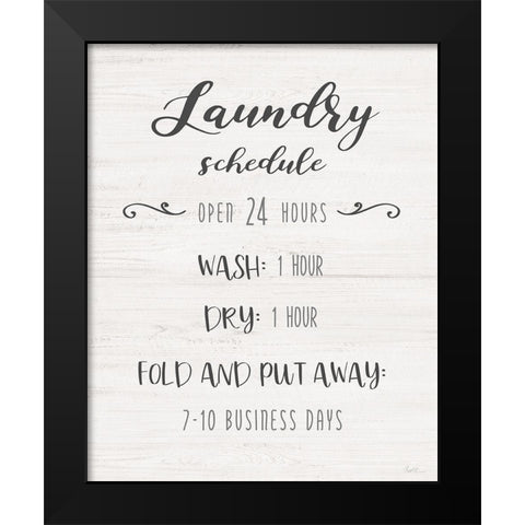 Laundry Time Schedule Black Modern Wood Framed Art Print by Jill, Susan