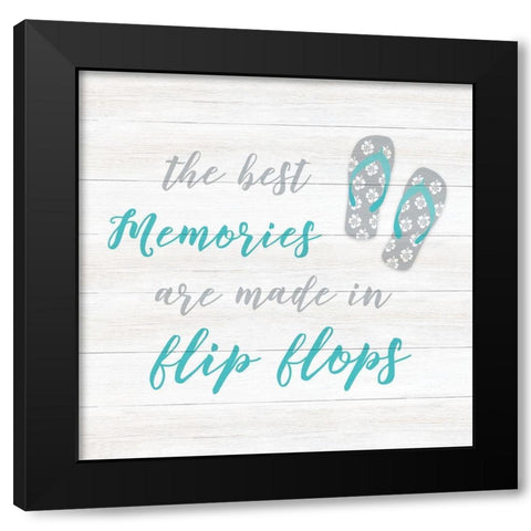 Flip Flop Memories Black Modern Wood Framed Art Print with Double Matting by CAD Designs