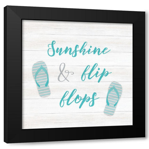 Sunshine and Flip Flops Black Modern Wood Framed Art Print with Double Matting by CAD Designs