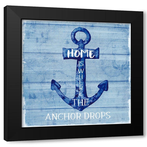 Anchor Drops Black Modern Wood Framed Art Print by Jill, Susan