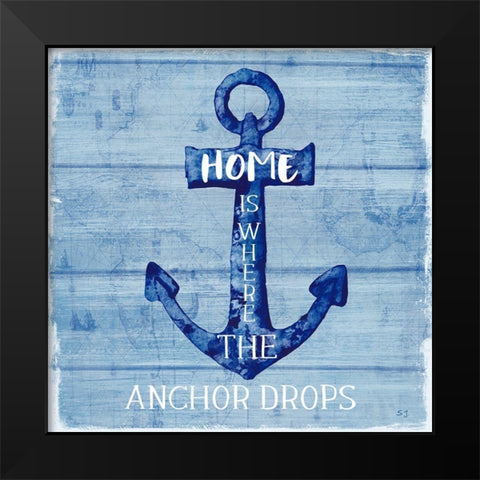Anchor Drops Black Modern Wood Framed Art Print by Jill, Susan