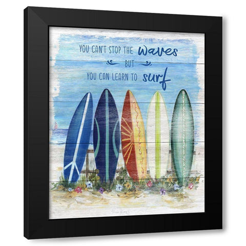 Learn to Surf Black Modern Wood Framed Art Print by Dunlap, Marilyn