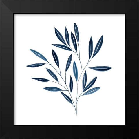 Navy Leaves II Black Modern Wood Framed Art Print by Robinson, Carol
