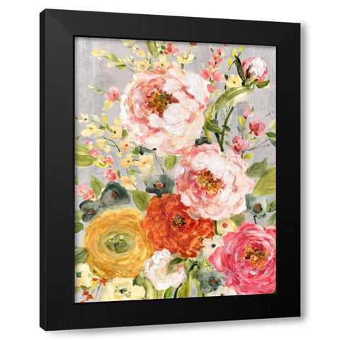 Damask Garden Black Modern Wood Framed Art Print by Robinson, Carol