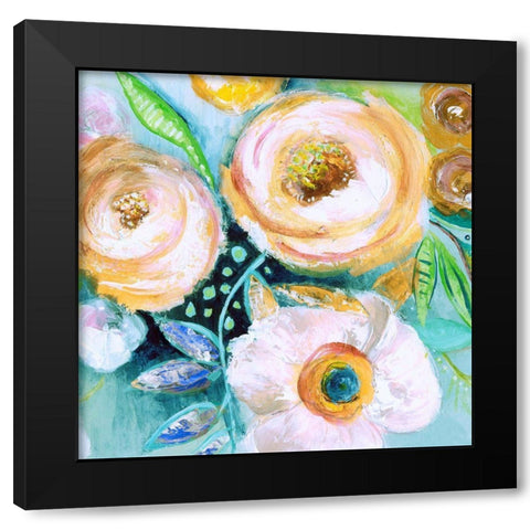 Happy Garden II Black Modern Wood Framed Art Print with Double Matting by Tava Studios
