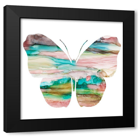 Butterfly and Marble I Black Modern Wood Framed Art Print with Double Matting by Robinson, Carol