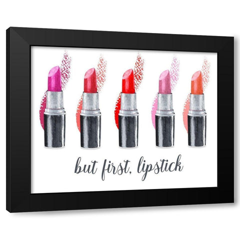 But First-Lipstick Black Modern Wood Framed Art Print with Double Matting by Jill, Susan