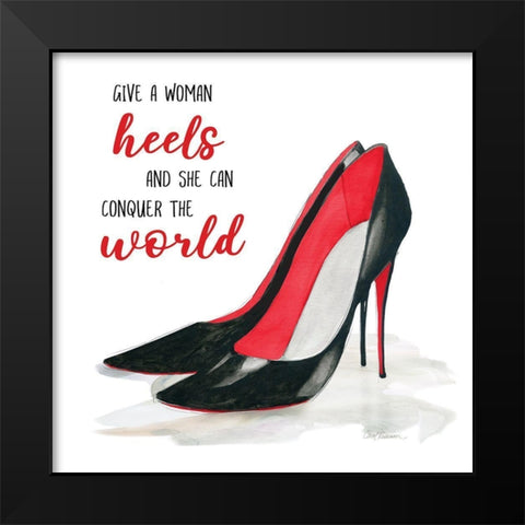 Conquer Heels Black Modern Wood Framed Art Print by Robinson, Carol