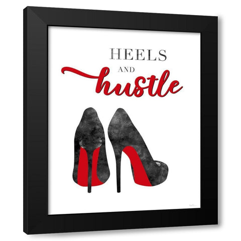 Red Heels and Hustle Black Modern Wood Framed Art Print by Carpentieri, Natalie